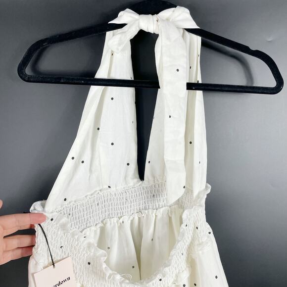 Superdown Emilia Mini Dress White Polka Dot Halter Backless Sz XL Women's‎ - Picture 13 of 14